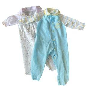 Vintage Lullaby Land Onesies Made in USA Two Pack Bundle Set